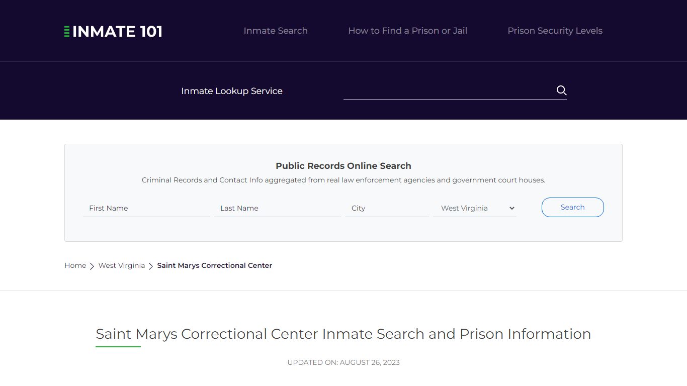 Saint Marys Correctional Center Inmate Search, Visitation, Phone no ...
