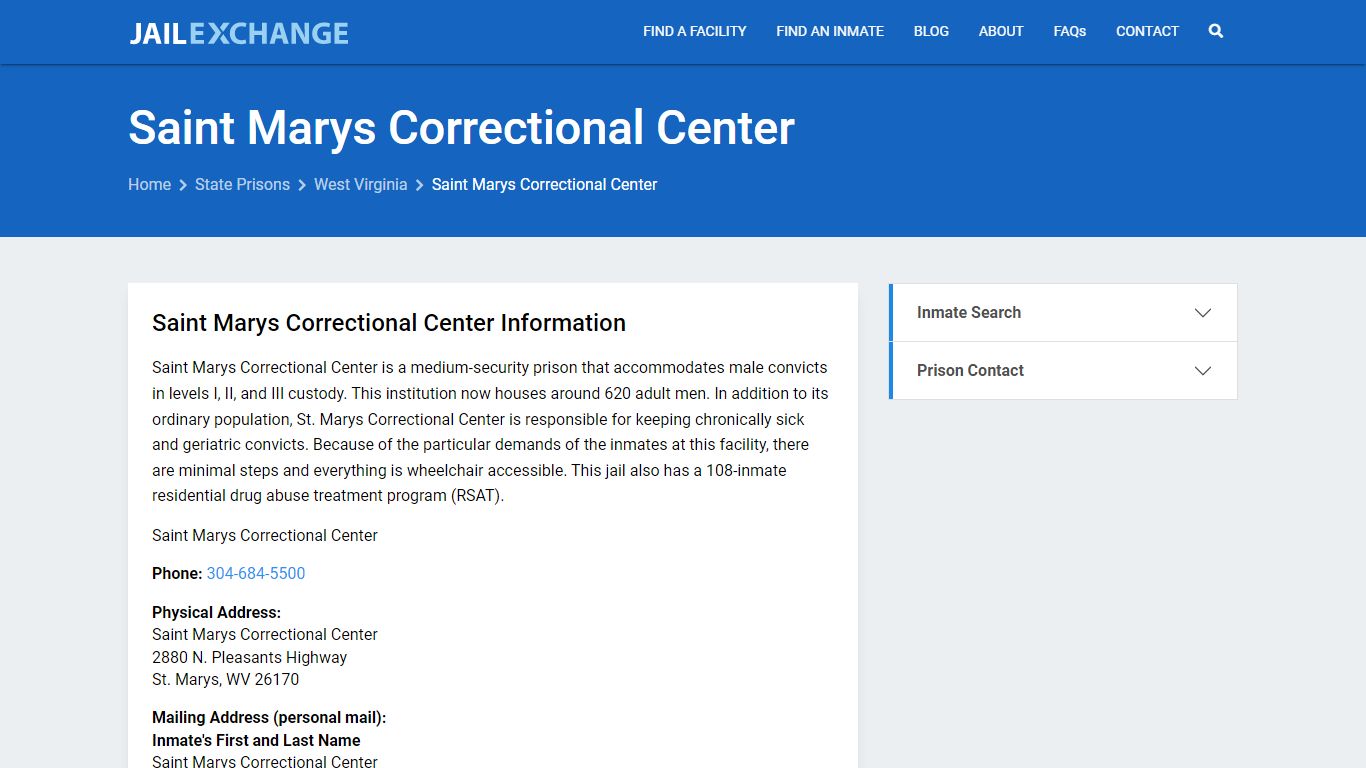 Saint Marys Correctional Center Inmate Search, WV - Jail Exchange